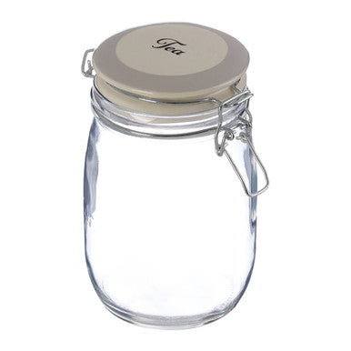 Orsina Tea Glass Storage Jar 1000ml, clear glass jar for storing tea and dry ingredients