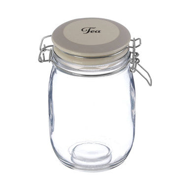 Orsina Tea Glass Storage Jar 1000ml, clear glass jar with lid for tea storage
