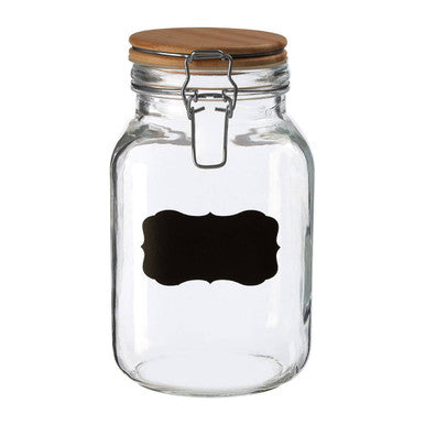 Orsina 2000ml glass storage jar with wooden lid for kitchen organization