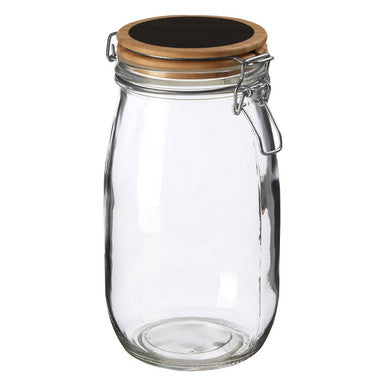 Orsina Appert clear glass storage jar with pine wood chalkboard lid, 1500ml