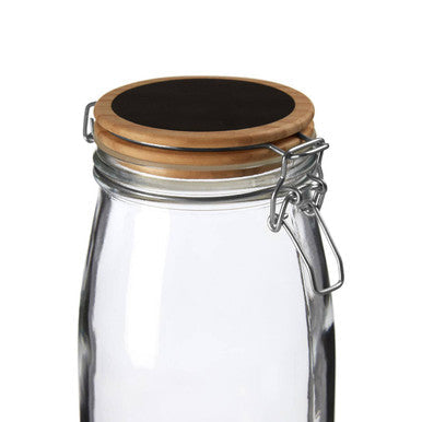 Orsina Appert clear glass storage jar with pine wood chalkboard lid, 1500ml