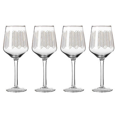 Set of four Orsina Jazz wine glasses, clear glass design shown together