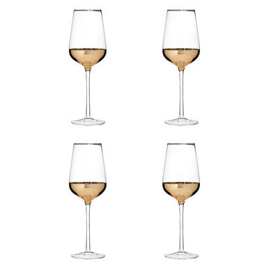 Set of four Orsina Horizon wine glasses with clear glass bowls and slender stems