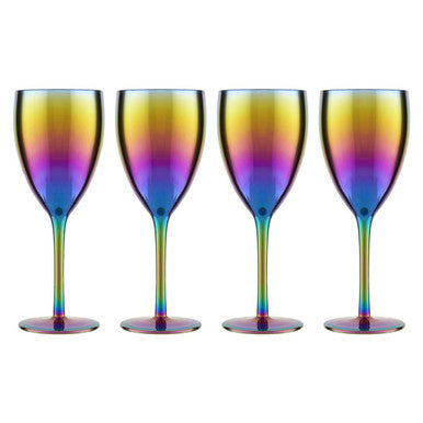 Set of 4 Orsina Aurora wine glasses with clear stems and rounded bowls