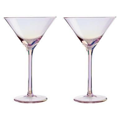 Set of 2 Orsina Frosted Deco martini glasses with elegant frosted detailing