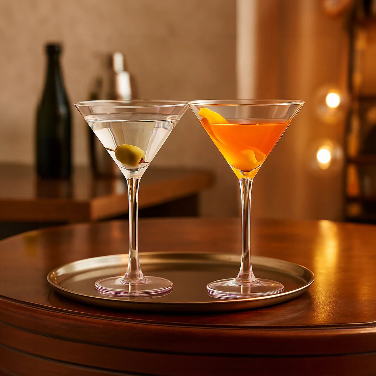 Orsina set of 2 Frosted Deco martini glasses with elegant frosted design