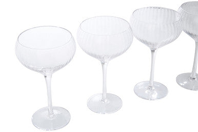 Set of four Orsina Lyle cocktail glasses arranged together.