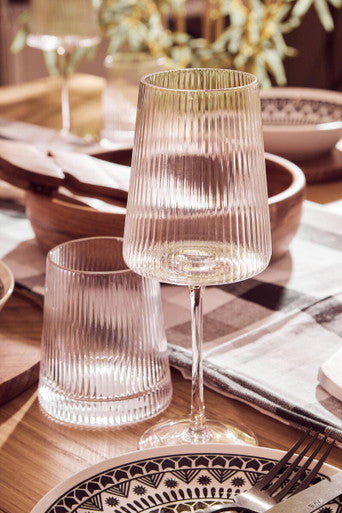 Set of four Eldon ribbed wine glasses, 430ml each, by Orsina