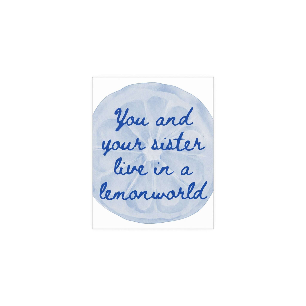 Poster of The National's Lemonworld album cover in white and blue, printed by Glow On Prints.
