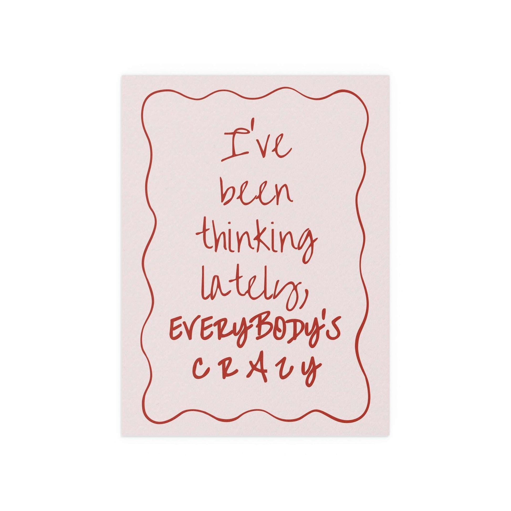 Pink and red Olivia Dean "Everybody's Crazy" poster by Glow On Prints, featuring vibrant colors and modern artwork.