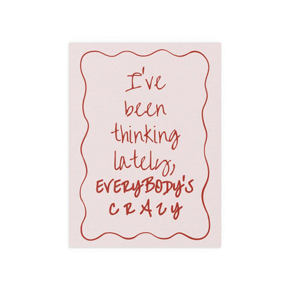 Pink and red Olivia Dean "Everybody's Crazy" poster by Glow On Prints, featuring vibrant colors and modern artwork.
