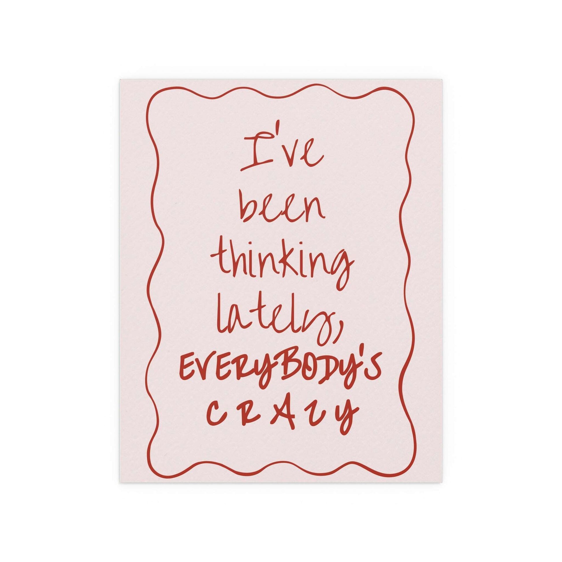 Pink and red Olivia Dean "Everybody's Crazy" poster by Glow On Prints, featuring vibrant colors and bold text design.