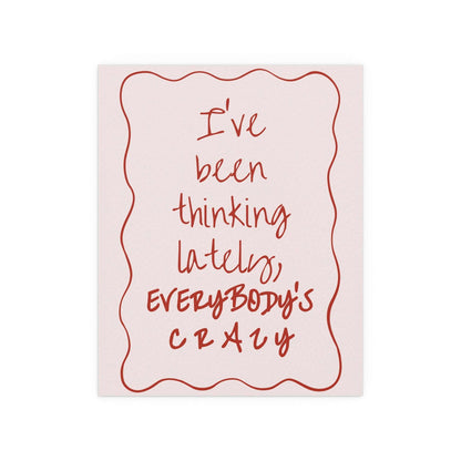 Pink and red Olivia Dean "Everybody's Crazy" poster by Glow On Prints, featuring vibrant colors and bold text design.