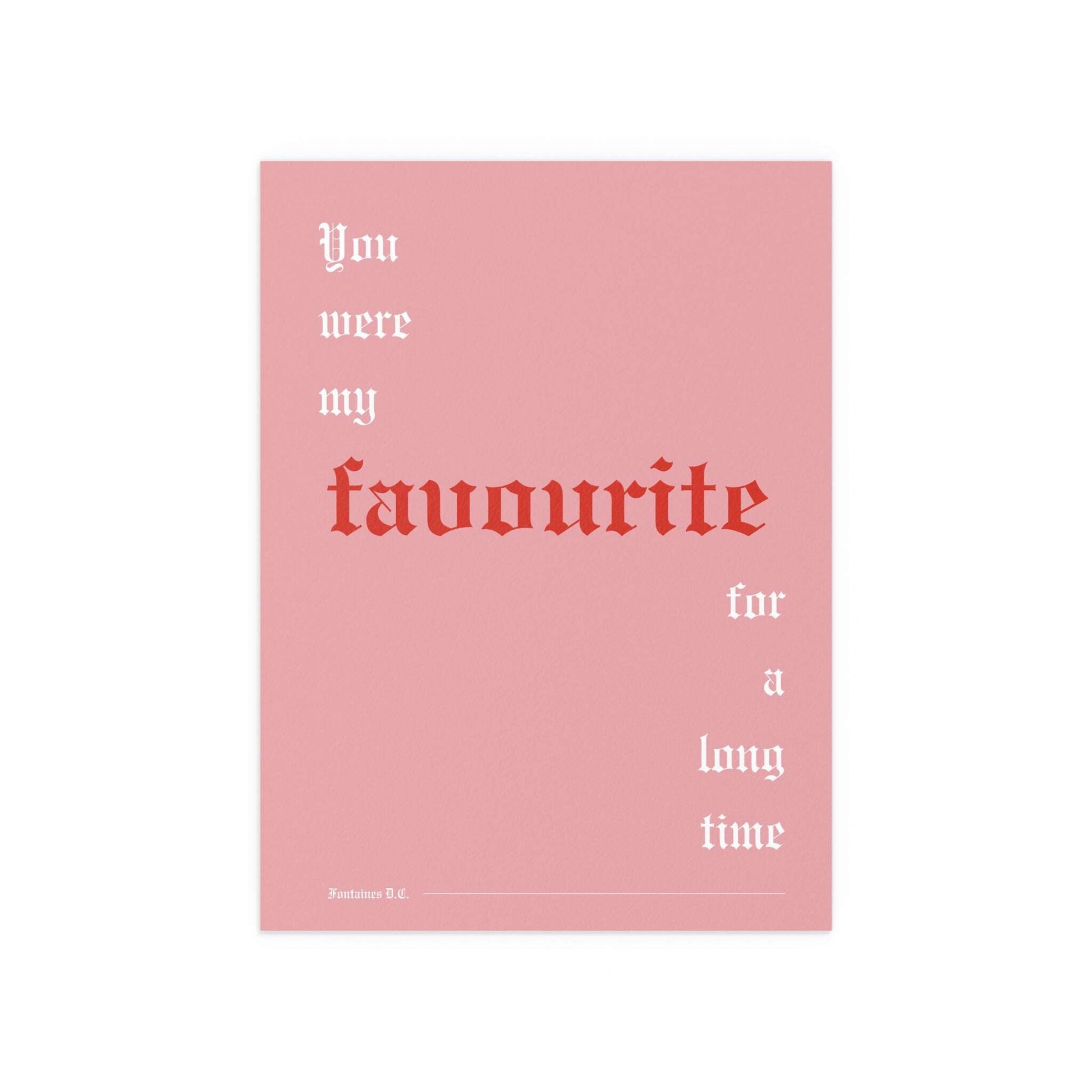 Pink, white, and red Fontaines DC favourite poster by Glow On Prints, featuring vibrant band artwork and bold colors.