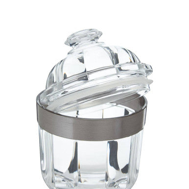 Small silver acrylic storage jar by Orsina, Guan design