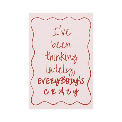 Pink and red Olivia Dean "Everybody's Crazy" poster by Glow On Prints, featuring vibrant colors and bold typography.