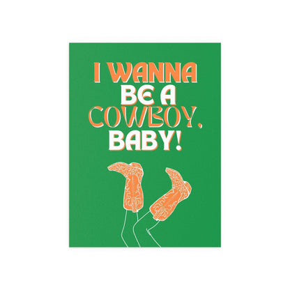 Colorful poster of "I Wanna Be a Cowboy, Baby" by CMAT from Glow On Prints, featuring vibrant tricolour design.