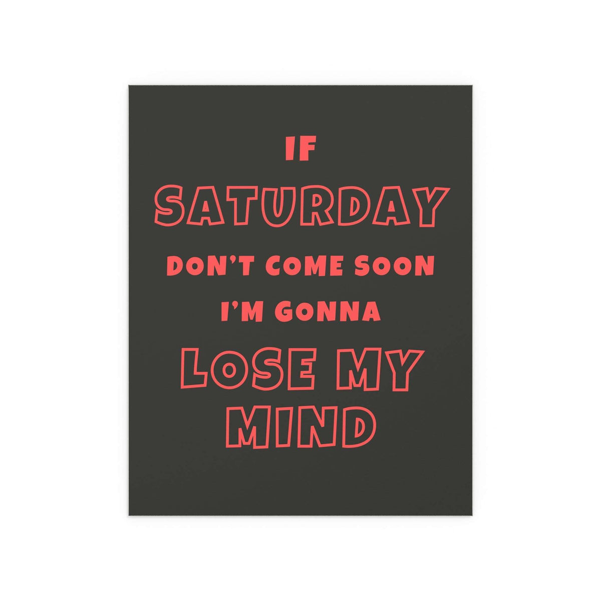 Black and orange poster of musician Sam Fender titled Saturday, printed by Glow On Prints, featuring vibrant graphic design.