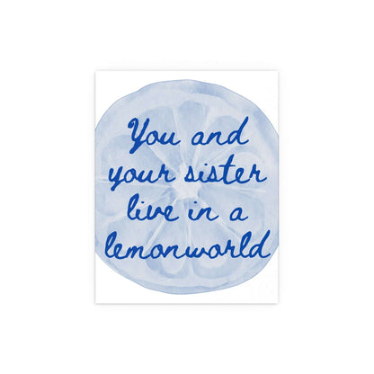 White and blue "Lemonworld" poster by The National, framed with "Glow On Prints" branding, featuring a vibrant musical artwork.