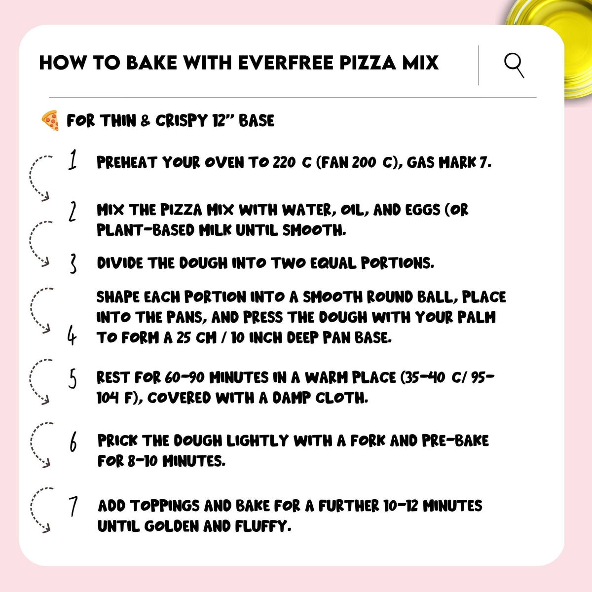 EverFree gluten-free pizza mix pack of 3, 350g each, showing the product packaging with pizza ingredients and baking instructions.