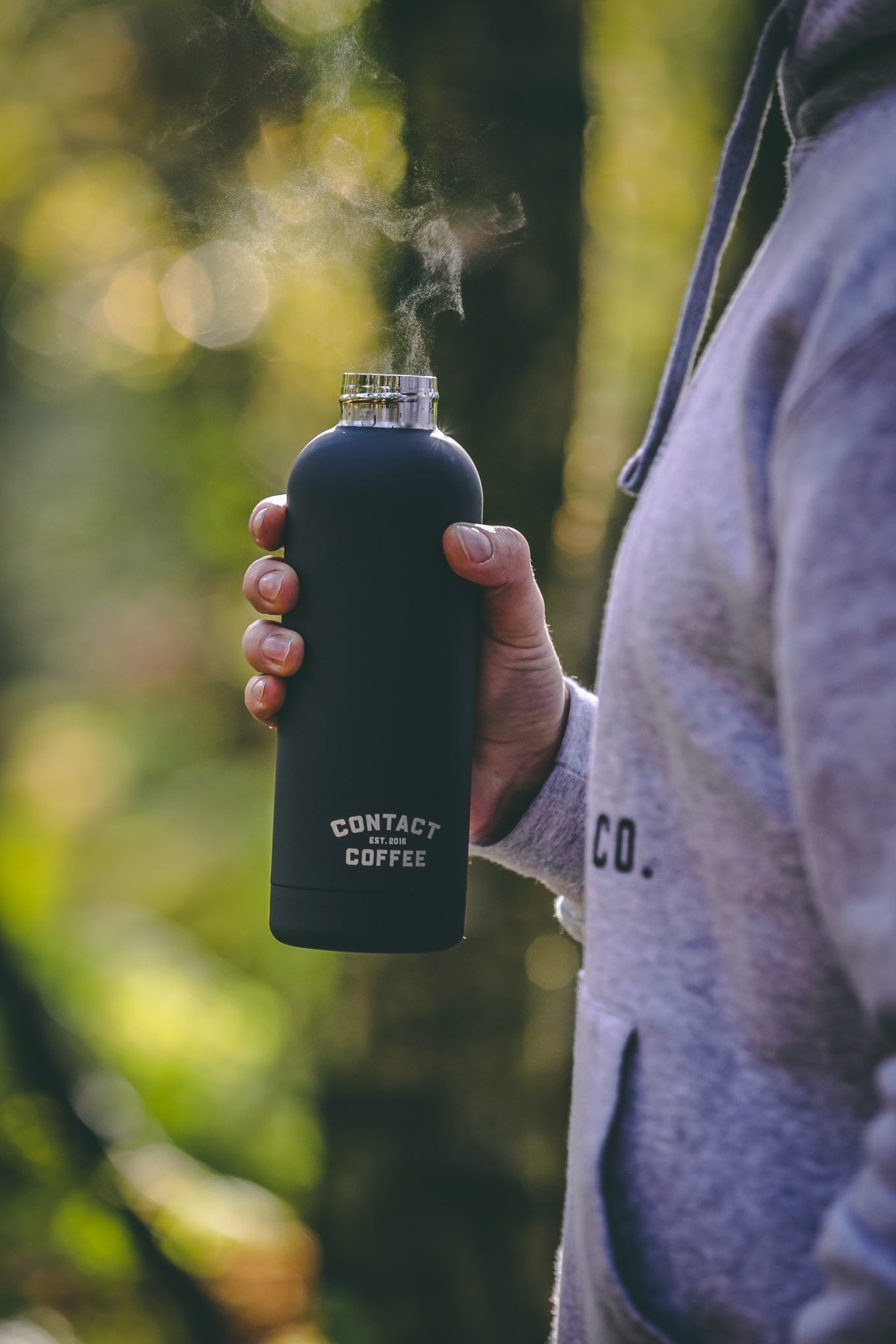 Contact Coffee Company Ltd. Soft Touch Water Bottle from Gear collection, sleek design with a durable, easy-to-hold water container.