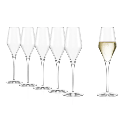 Stolzle Lausitz Quatrophil Glass Champagne Flutes - 290ml - Box of 6