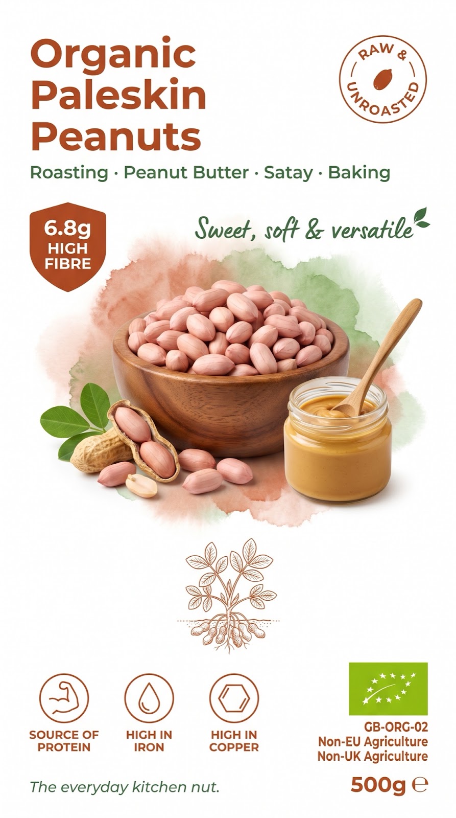 Organic Paleskin Peanuts from Whole Food Earth, whole nuts with light brown skins, perfect for snacking or cooking.