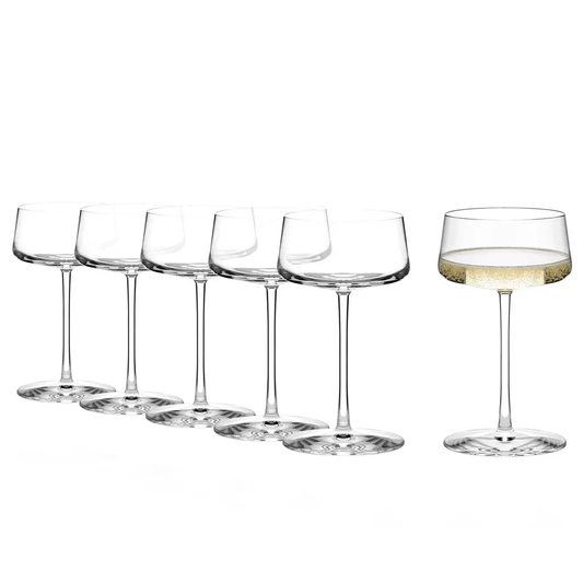Set of six Stolzle Power Champagne Flutes Grand Cru, 315ml glassware with elegant tall stems in a box.