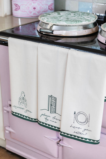 Please Leave By Nine Tea Towel