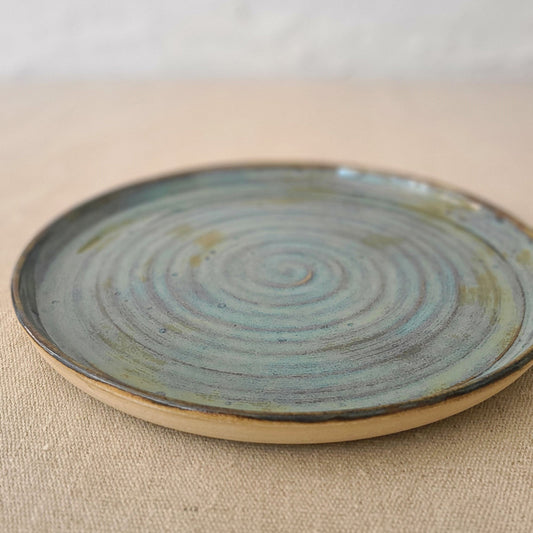 Seafoam blue ceramic lunch plate by Katie L Thompson Designs, featuring a classic round shape and smooth finish.
