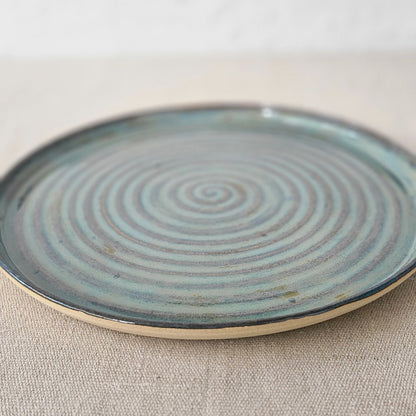 Seafoam blue classic dinner plate by Katie L Thompson Designs, featuring a smooth, round ceramic surface with a glossy finish.