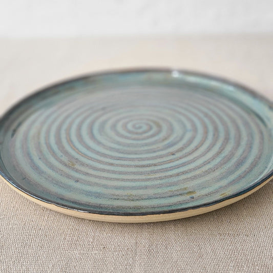 Seafoam blue classic dinner plate by Katie L Thompson Designs, featuring a smooth, round ceramic surface with a glossy finish.
