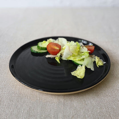 Jet black classic side plate by Katie L Thompson Designs, featuring a smooth finish and elegant round shape.