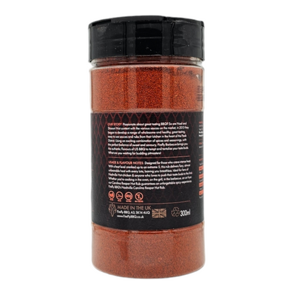 FireFly Barbecue Nashville Hot Seasoning BBQ Rub with Reaper Level 5 heat, shown in a jar with vibrant red spices.
