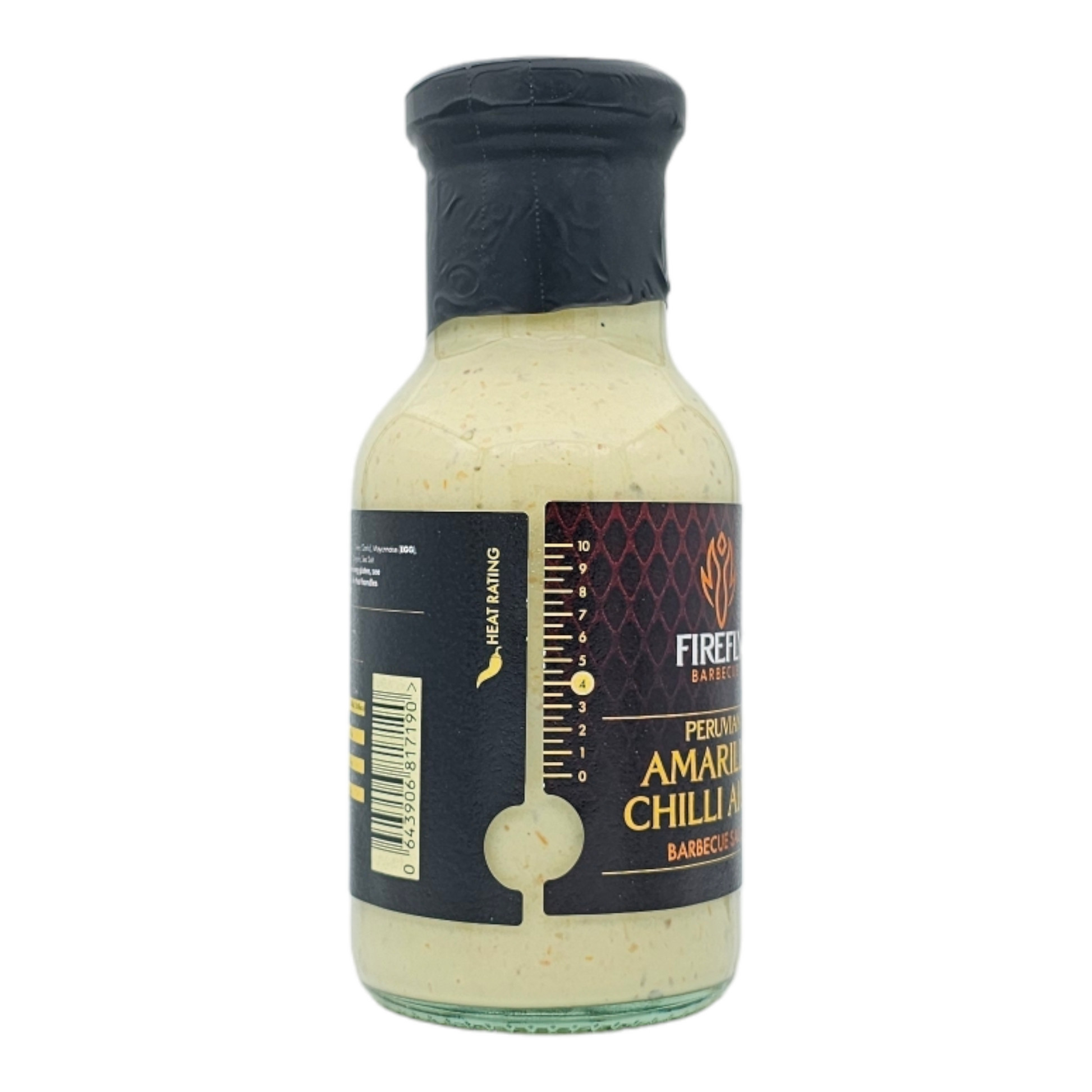 Peruvian Amarillo Chilli Aioli from FireFly Barbecue, vibrant yellow chili-infused BBQ sauce in a glass jar.