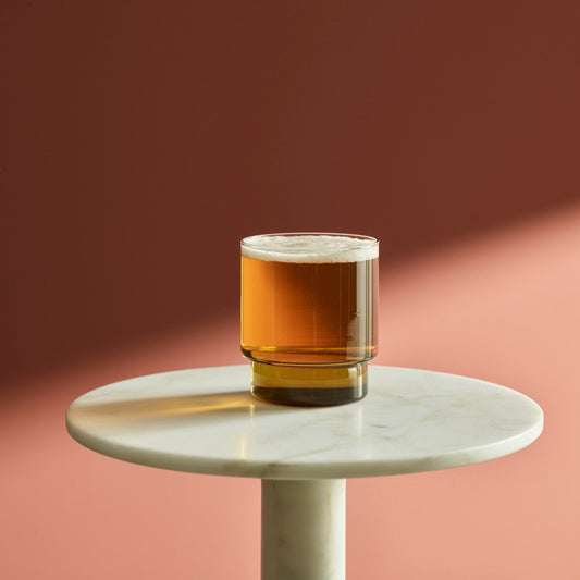 Set of 2 Aaron Probyn Rye water and beer glasses with clear glass and elegant design.