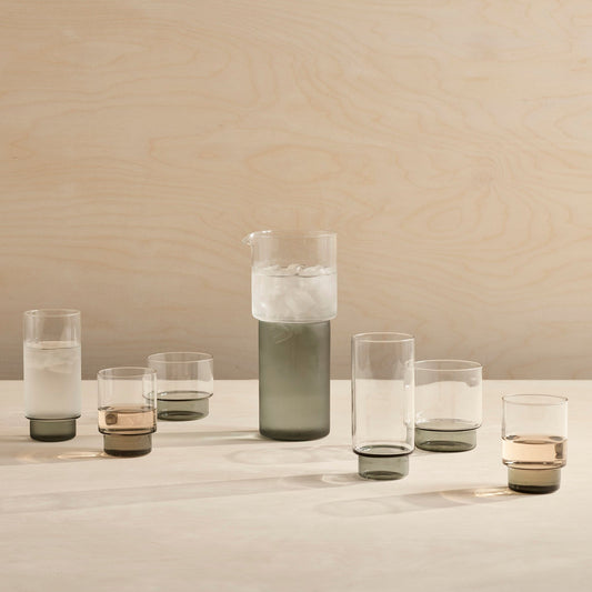 Aaron Probyn glass RYE jug or carafe with a clear, smooth design, ideal for serving beverages in a stylish kitchen setting.