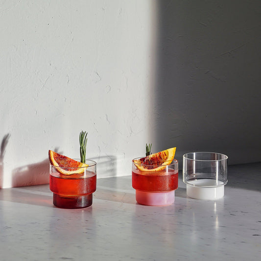 Set of 2 Aaron Probyn RYE short tumbler glasses with clear glass and simple design, perfect for drinks or casual use.
