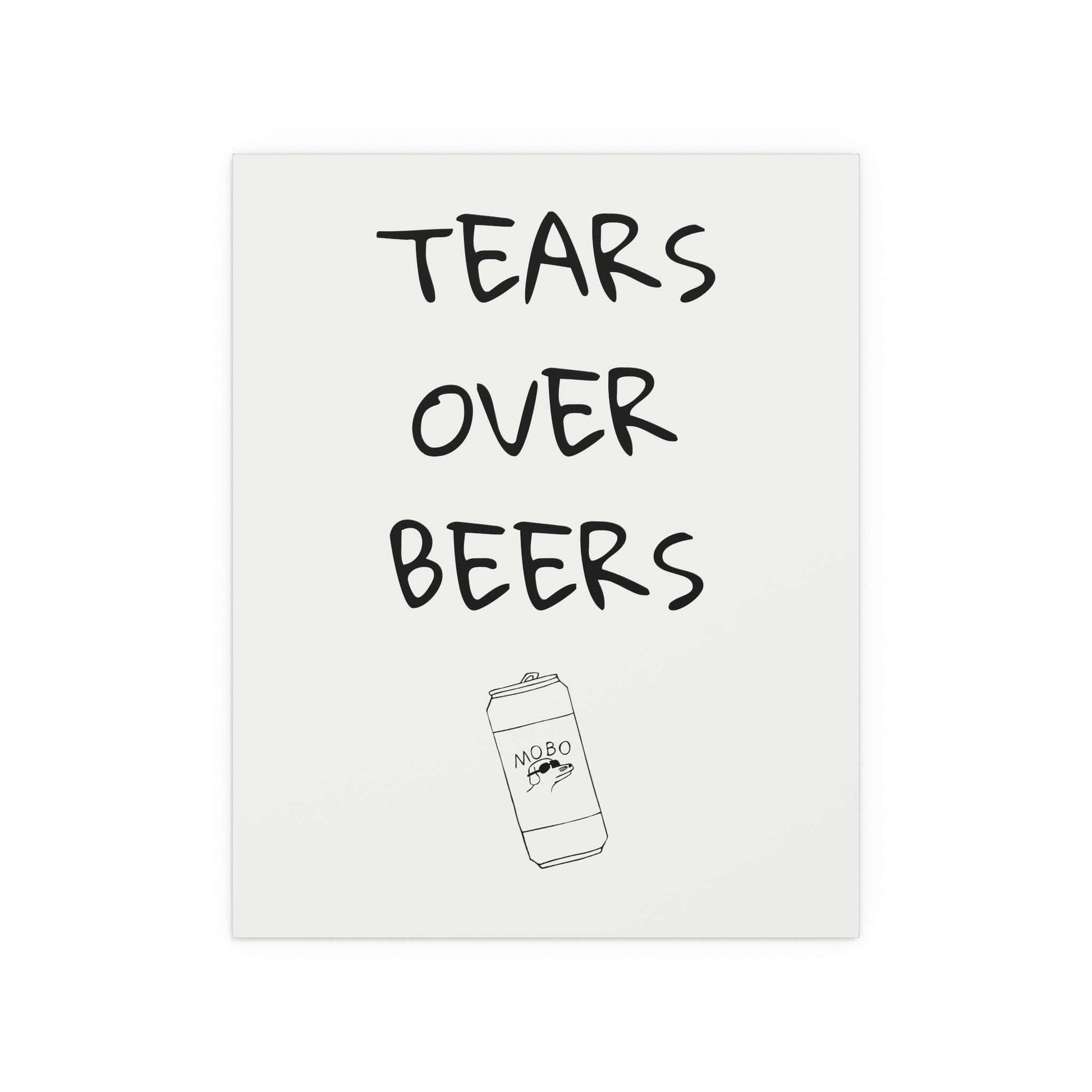 Modern baseball poster featuring Tears Over Beers print, with vibrant colors and detailed artwork, ideal for sports fans.