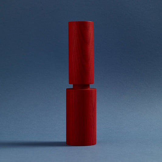 Aaron Probyn HOVE wood salt and pepper mill, sleek mill with polished wood finish, designed for grinding salt and pepper.