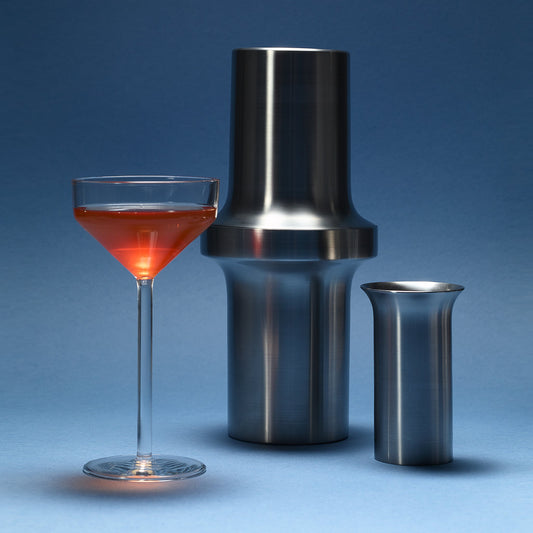 Aaron Probyn Barbican cocktail jigger showing a stainless steel measuring tool for precise drink mixing.