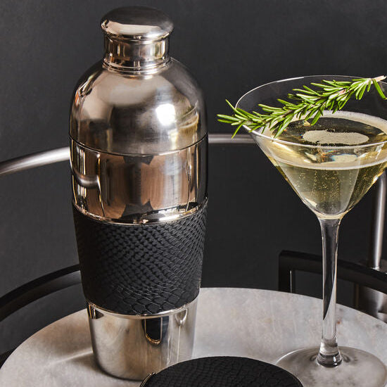Orsina silver finish cocktail shaker for mixology bar accessories