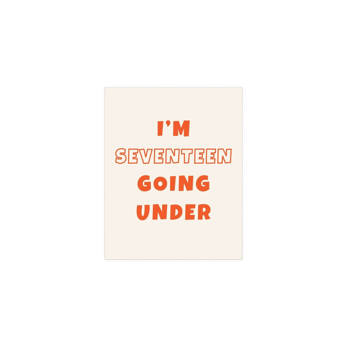 Poster of Sam Fender's "Seventeen Going Under" in off-white and orange, featuring vibrant artwork by Glow On Prints.