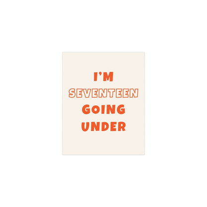 Poster of Sam Fender's "Seventeen Going Under" in off-white and orange, featuring vibrant artwork by Glow On Prints.