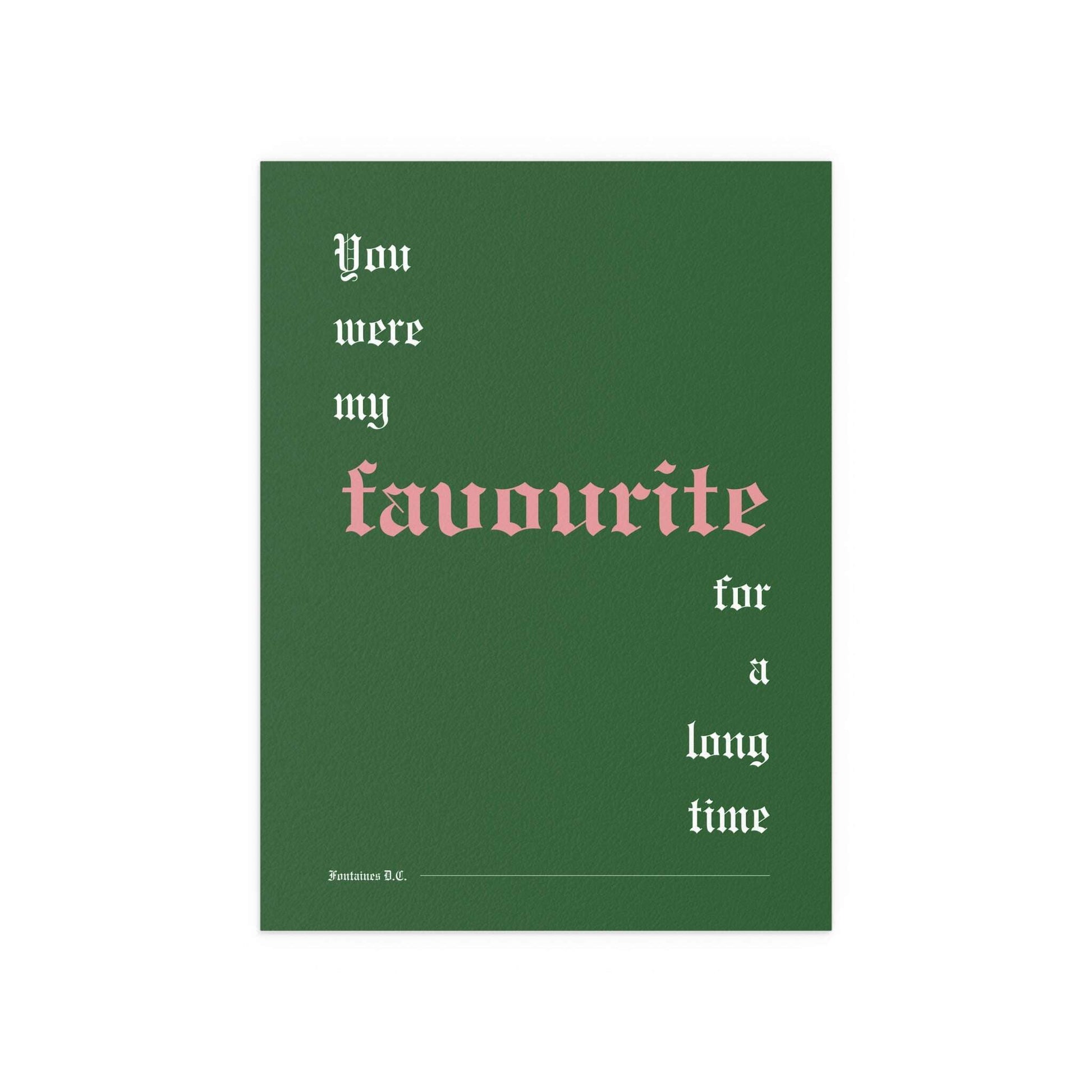 Green Fontaines DC Favourite poster by Glow On Prints, featuring band artwork with vibrant colors and bold design.