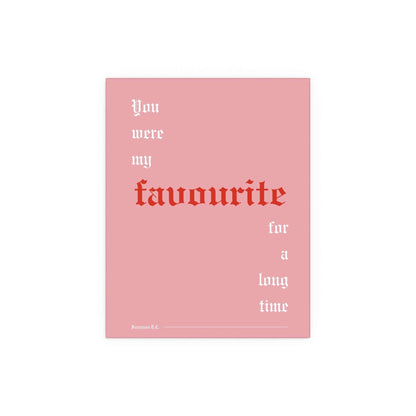 Pink, white, and red Fontaines DC "Favourite" poster by Glow On Prints featuring band artwork on paper.