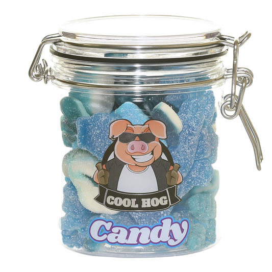 Blue Fizzy Mix Candy Gifting Jar from Cool Hog Snacks featuring colorful, fizzy candies in a clear jar.