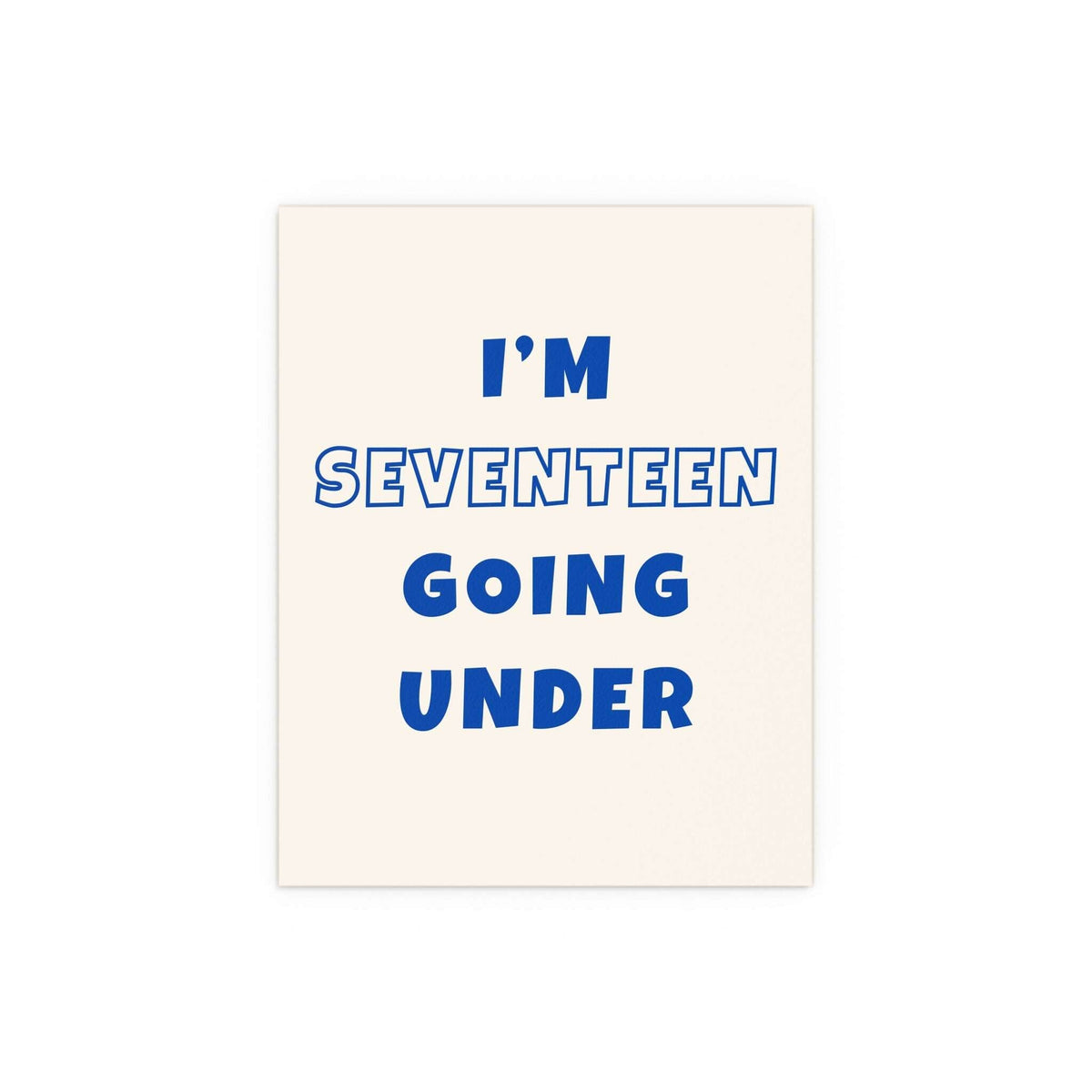 Sam Fender Seventeen Going Under poster in off-white and blue, featuring artwork from Glow On Prints.