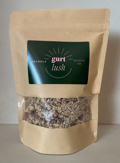 Gurt Lush Food Co dark chocolate, nut and seed granola in a package