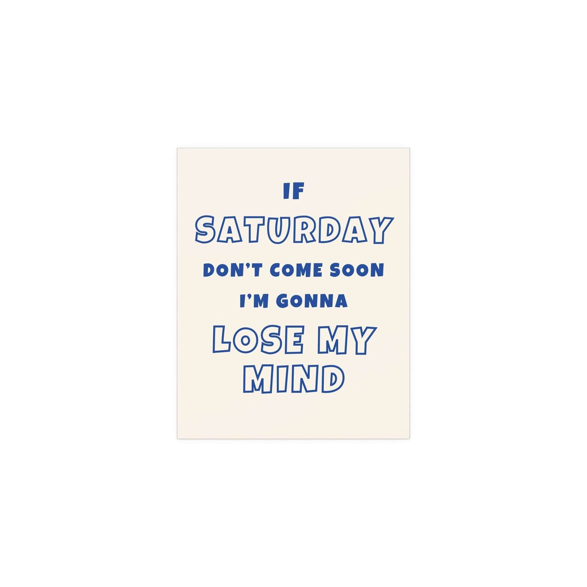 Off-white and blue Sam Fender Saturday poster by Glow On Prints featuring vibrant album artwork and bold design.